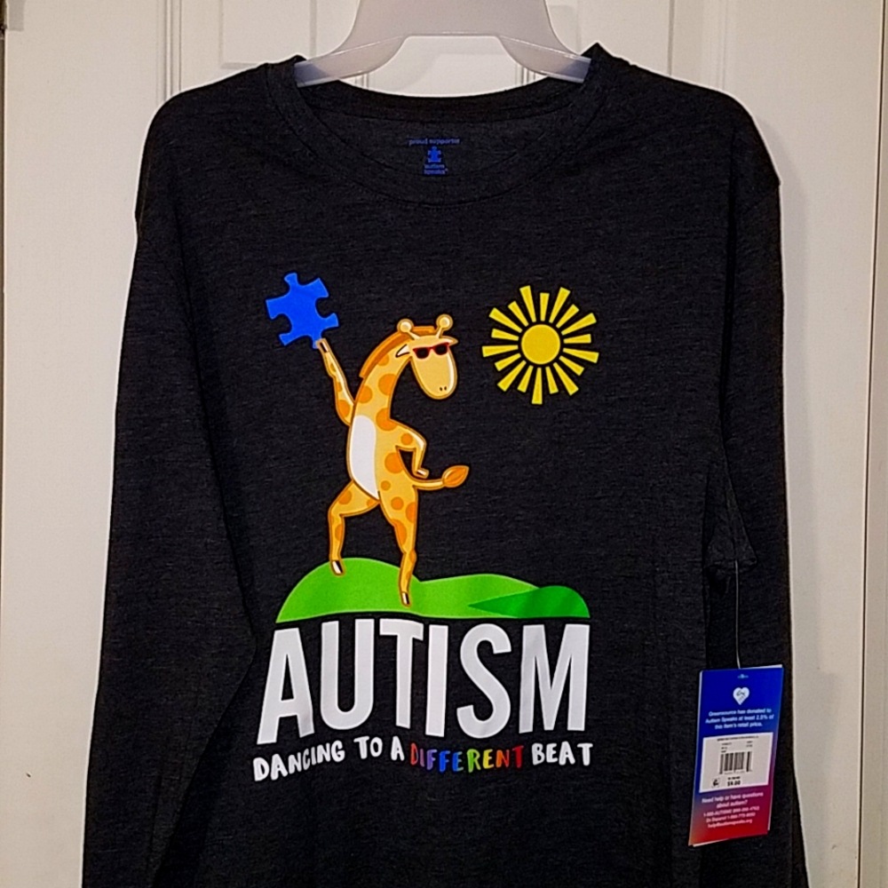 Autism Awareness Mens Long Sleeve “Dancing to a Different Beat” T-shirt M(38/40)